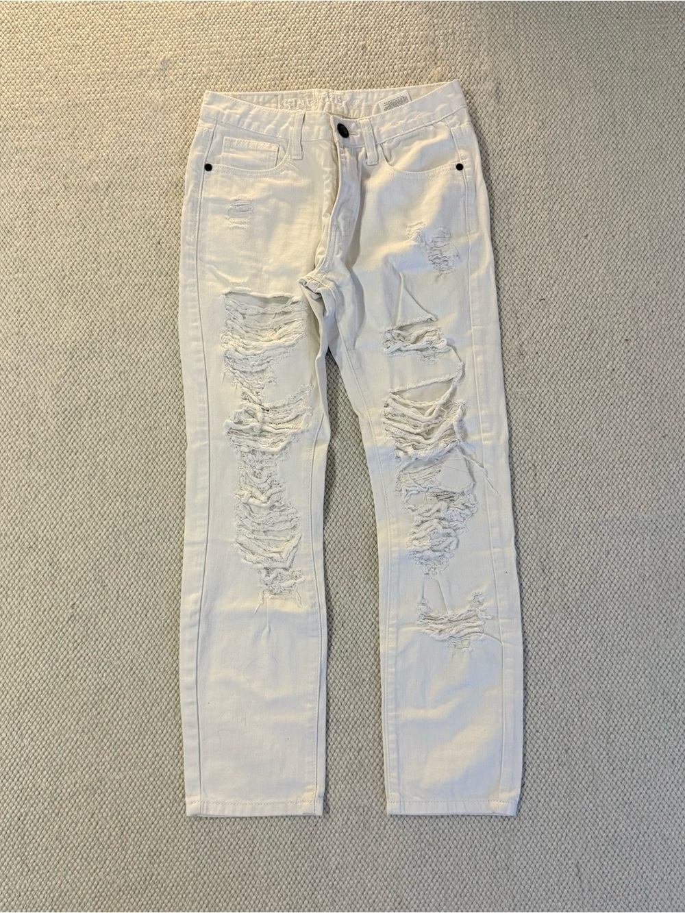Distressed White Jeans